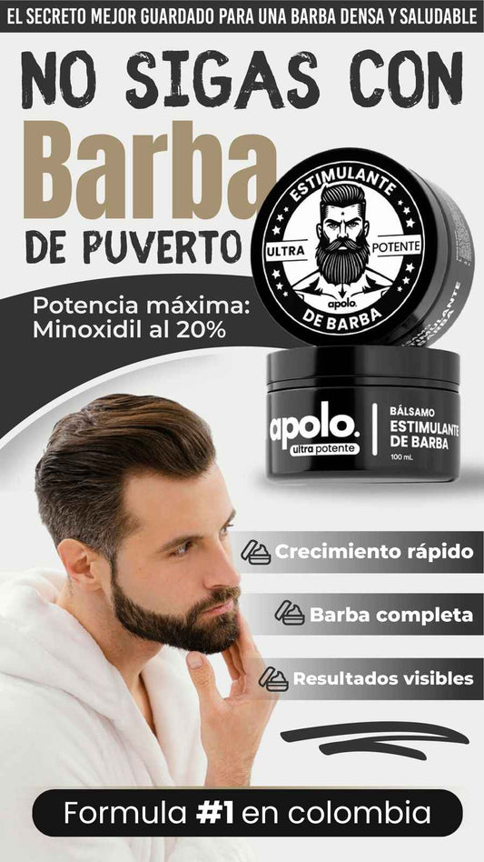 Bálsamo  Apolo para Crecimiento de Barba Ultra Potente con Minoxidil 20% | 100mL