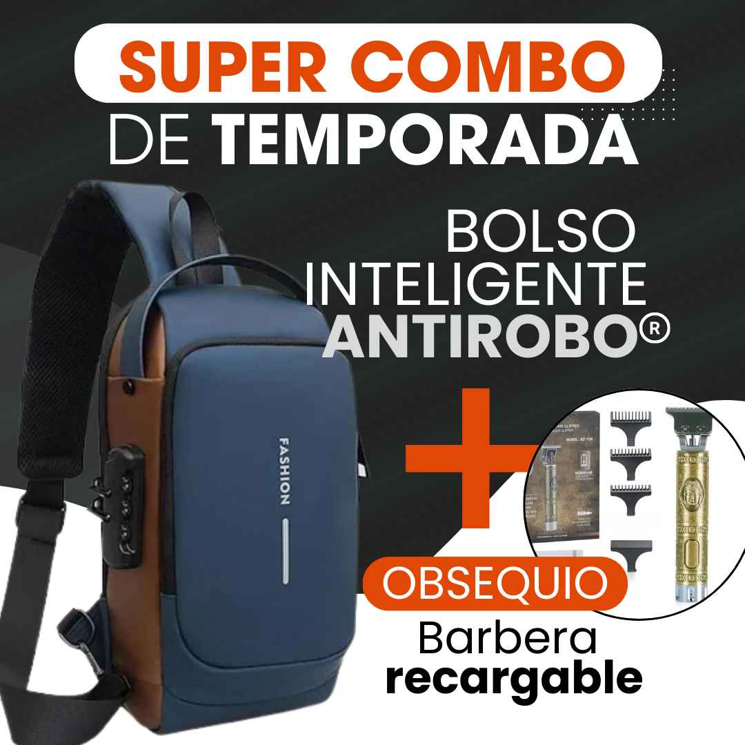 Bolso Antirrobo inteligente + Obsequio gratis Barbera recargable ( Estilo y Seguridad a tu alcance )
